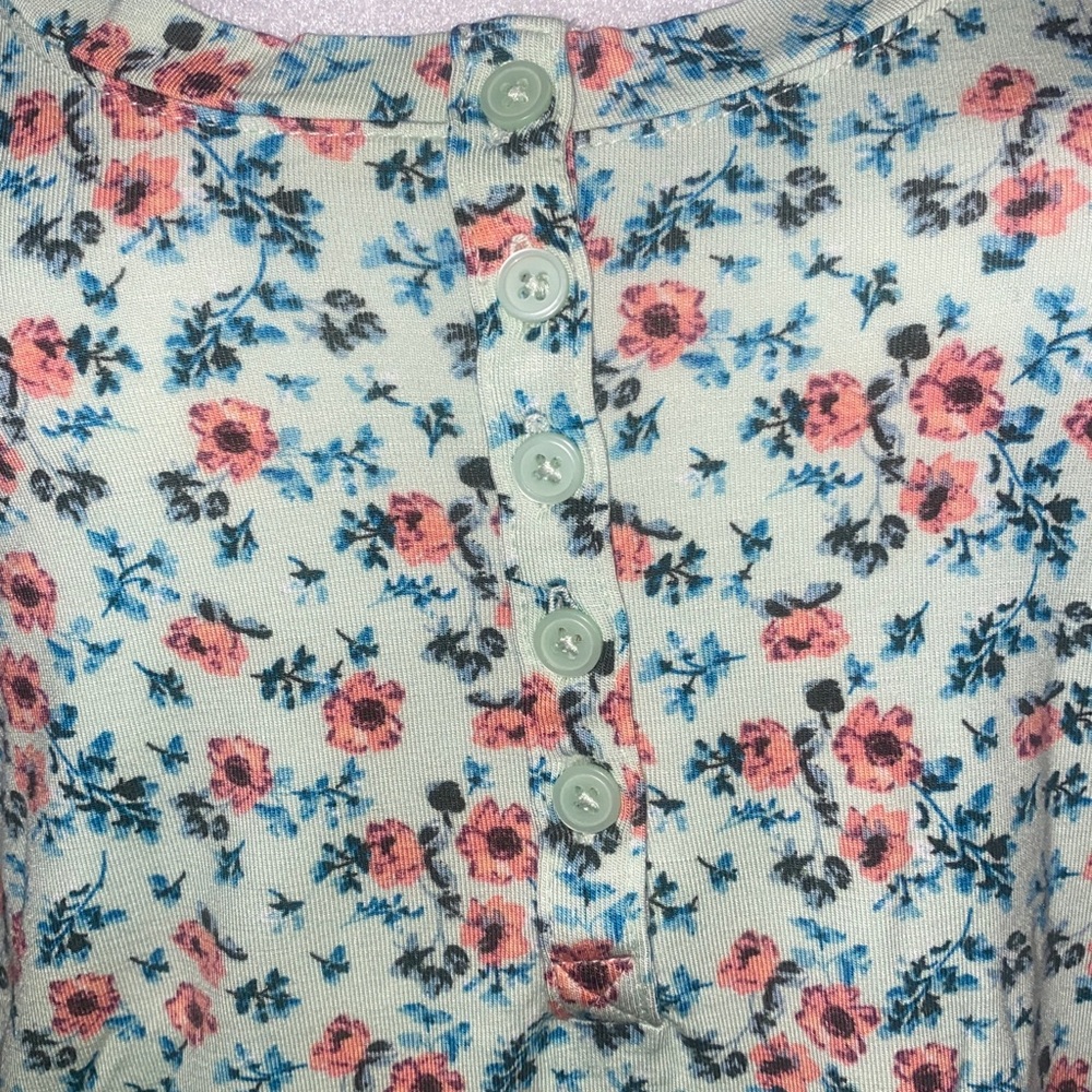 Loft Sleep Floral Henley Three-Quarter Sleeve Top - Picture 3 of 12